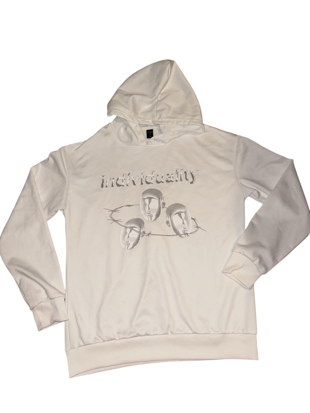 ROMWE White 'Individuality' Graphic Hoodie for Men
